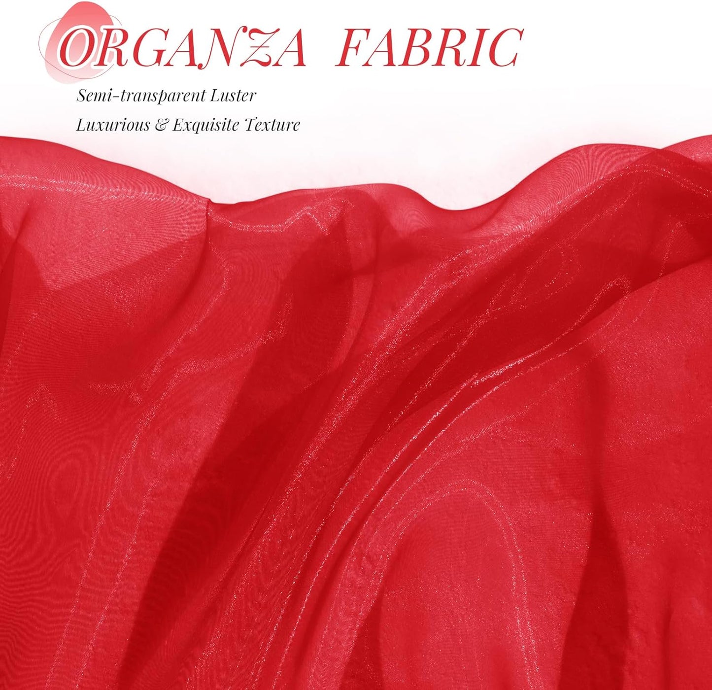 P Pothuiny Sheer Organza Fabric by The Yard, 3 Yards x 60 Inch Wide Bridal Red Organza Tulle Fabric Roll Shiny Gauze Fashion Dress Sewing Craft for Wedding Party Decorations Backdrop