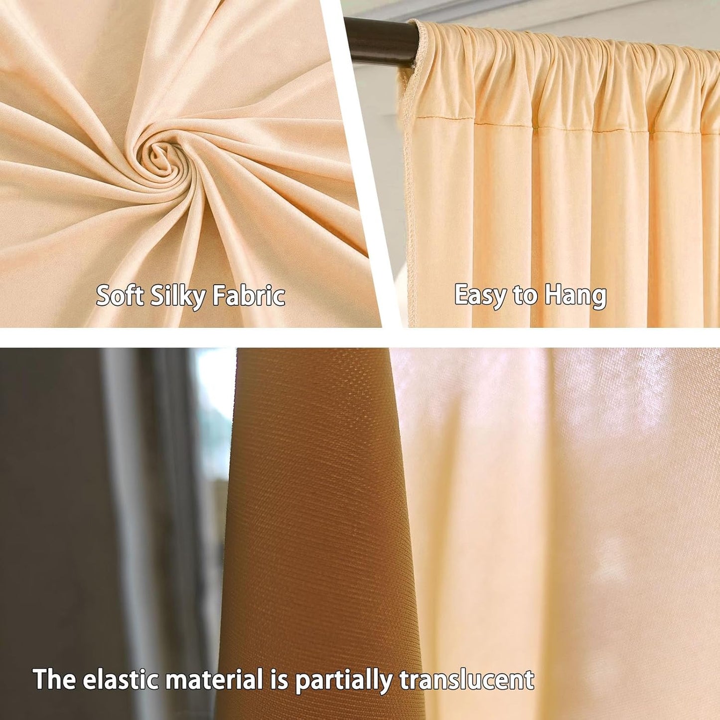 10 x 7 Feet Champagne Backdrop Curtain for Partie, Background Curtains for Photoshoot, Birthday, Wedding, Halloween, Thanksgiving, Christmas Day, New Year Party Decorations 5Ft x 7Ft, 2 Panels