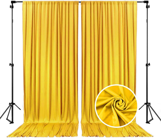 10 x 7 Feet Yellow Backdrop Curtain for Partie, Background Curtains for Photoshoot, Birthday, Wedding, Halloween, Thanksgiving, Christmas, New Year Party Decorations 5Ft x 7Ft, 2 Panels