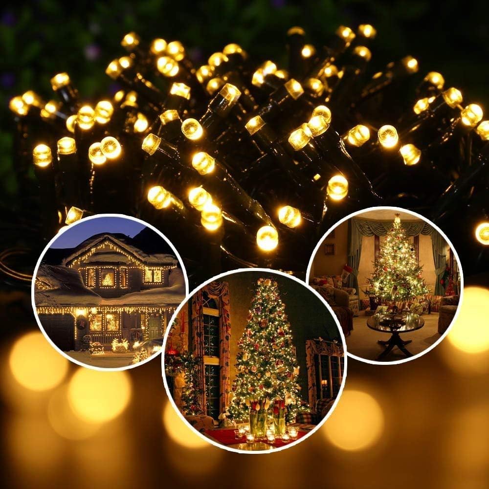 Toodour Solar Christmas Lights Outdoor, 2 Packs Total 144ft 400 LED Solar String Lights with 8 Mode, Outdoor Christmas String Light for Garden, Patio, Fence, Balcony, Xmas Tree Decor - Warm White