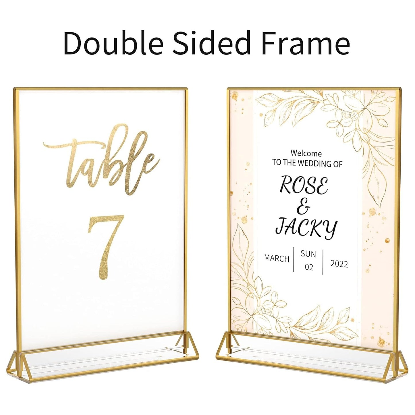 NIUBEE 6Pack 8.5 x 11 Acrylic Sign Holder with Gold Frames and Vertical Stand, Ideal for Display Wedding Table Numbers, Double Sided Picture, Clear Photos, Menu Holders
