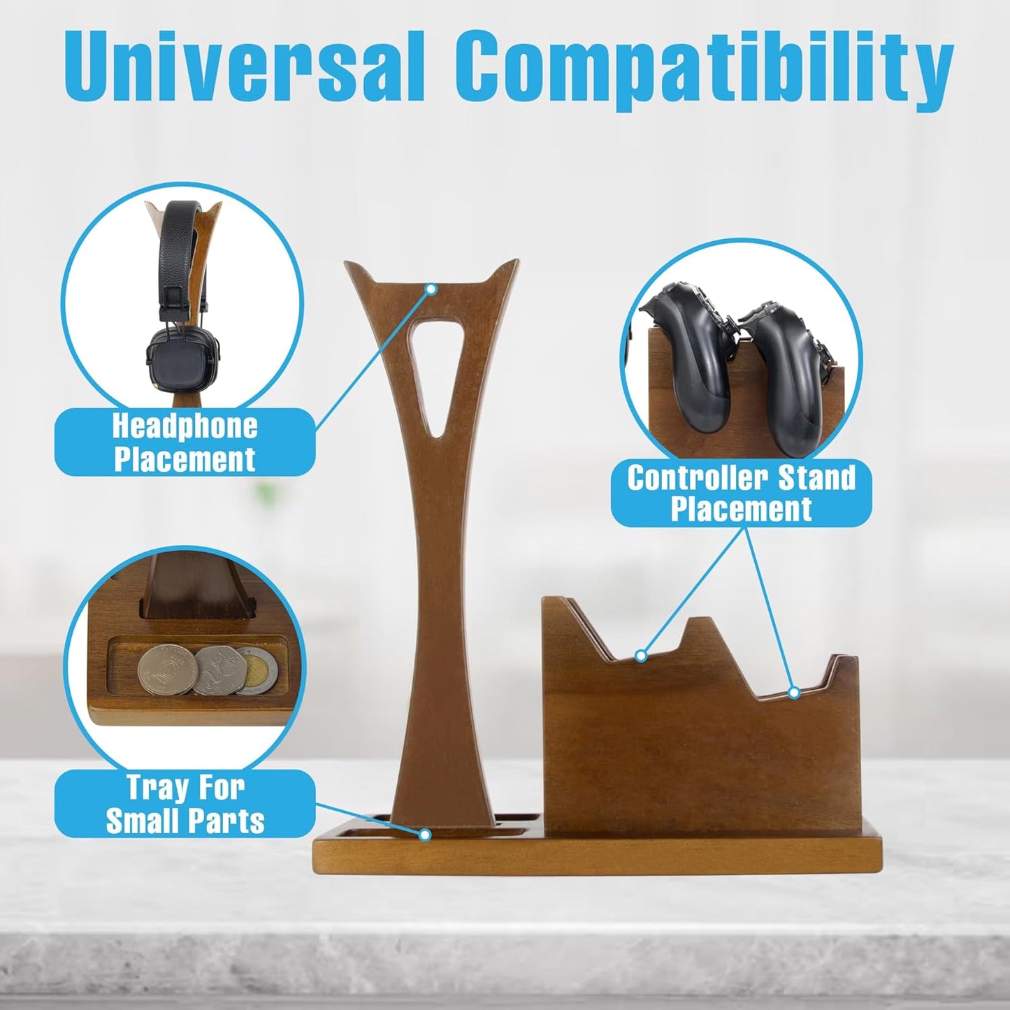 Game Controller Holder Gifts for Gamers to Organize Gaming Accessories & Headphone Holder, Unique Gamer Gifts Headset Stand PS4 PS5 Controllers Holders, Stylish Controller Stand Gaming Equipment