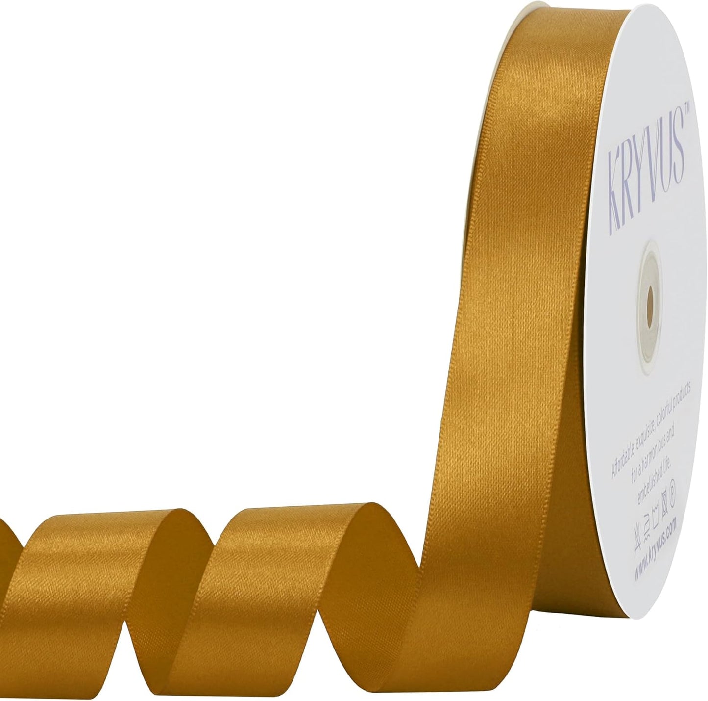 Gold Satin Ribbon 1 inch X Continuous 100 Yards, Single Face Polyester Ribbon Perfect for Gift Wrapping, Flower Bouquet, Wedding Decor, Crafts, Bow Making, Sewing and More