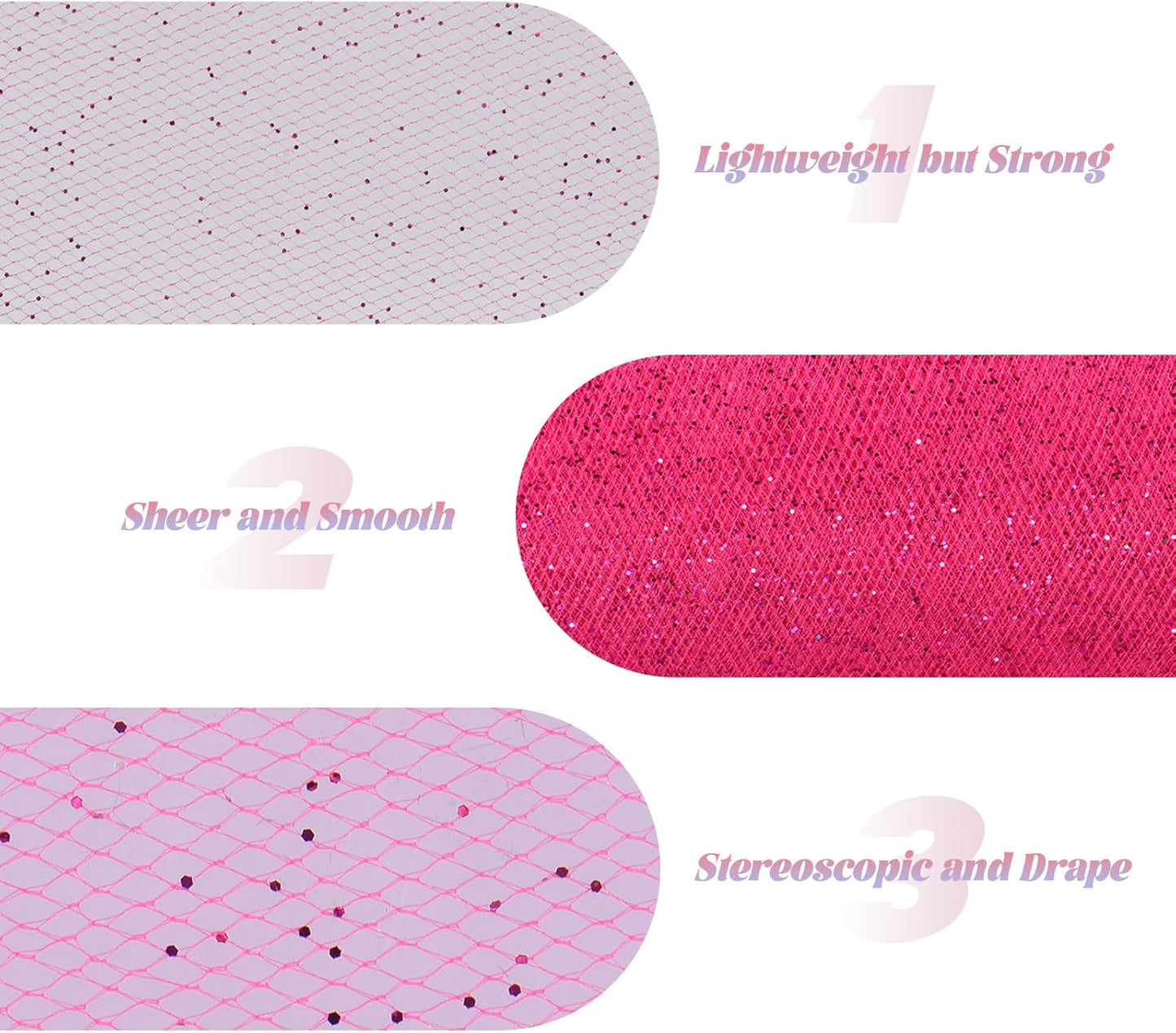 Glitter Tulle Rolls 6” by 50 Yards Sparkle Tulle Fabric Ribbon Sequin Tulle Netting Rolls for DIY Tutu Skirt Wedding Birthday Party Decoration (Fuchsia)