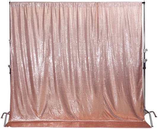 SquarePie Sequin Backdrop Non-Transparent Background Sparkly Curtain for Wedding Party 10FT x 10FT Rose Gold
