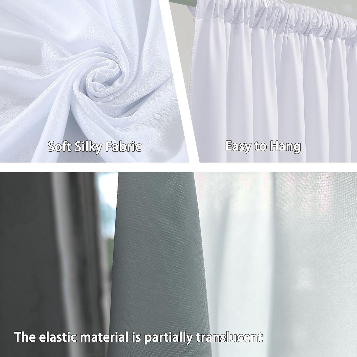 10 x 10 Feet White Backdrop Curtain for Partie, Background Curtains for Photoshoot, Birthday, Wedding, Christmas, Anniversary, Halloween Party Decorations 5Ft x 10Ft, 2 Panels