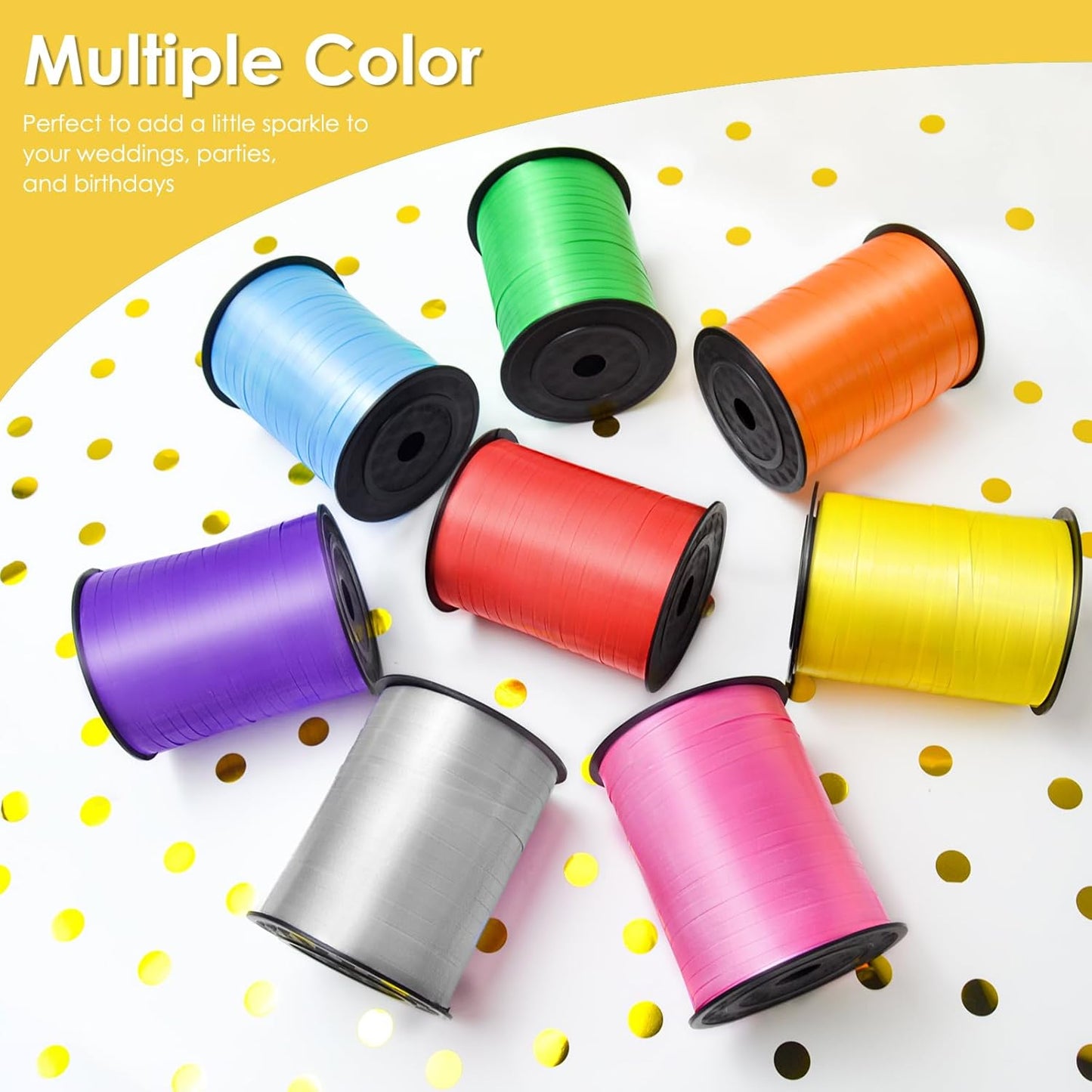 Yellow Curling Ribbon, Balloon String 500 Yard for Gift Wrapping, Curly Ribbons, 3/16" for Florist Flower, St Patricks Day, Valentines Day