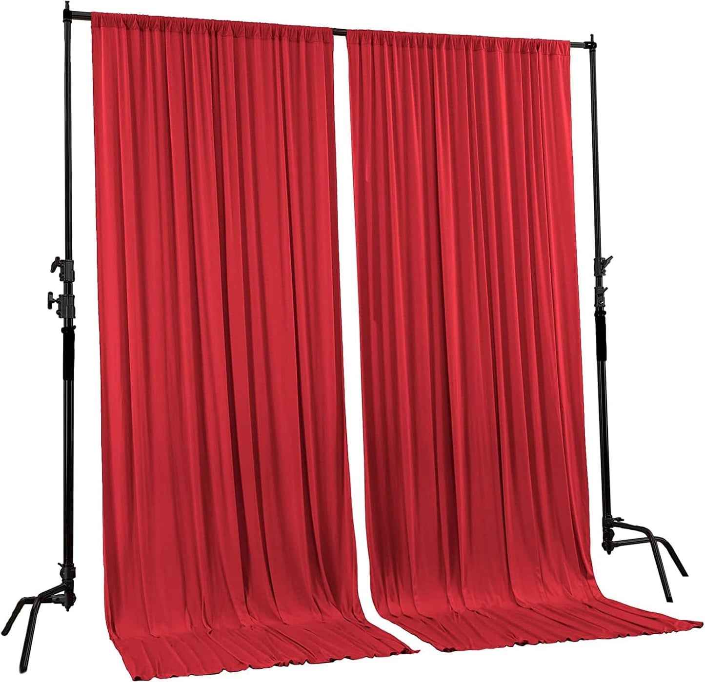 AK TRADING CO. 10 feet x 10 feet Polyester Backdrop Drapes Curtains Panels with Rod Pockets - Wedding Ceremony Party Home Window Decorations - RED (DRAPE-5x10-RED) (Pack of 24)