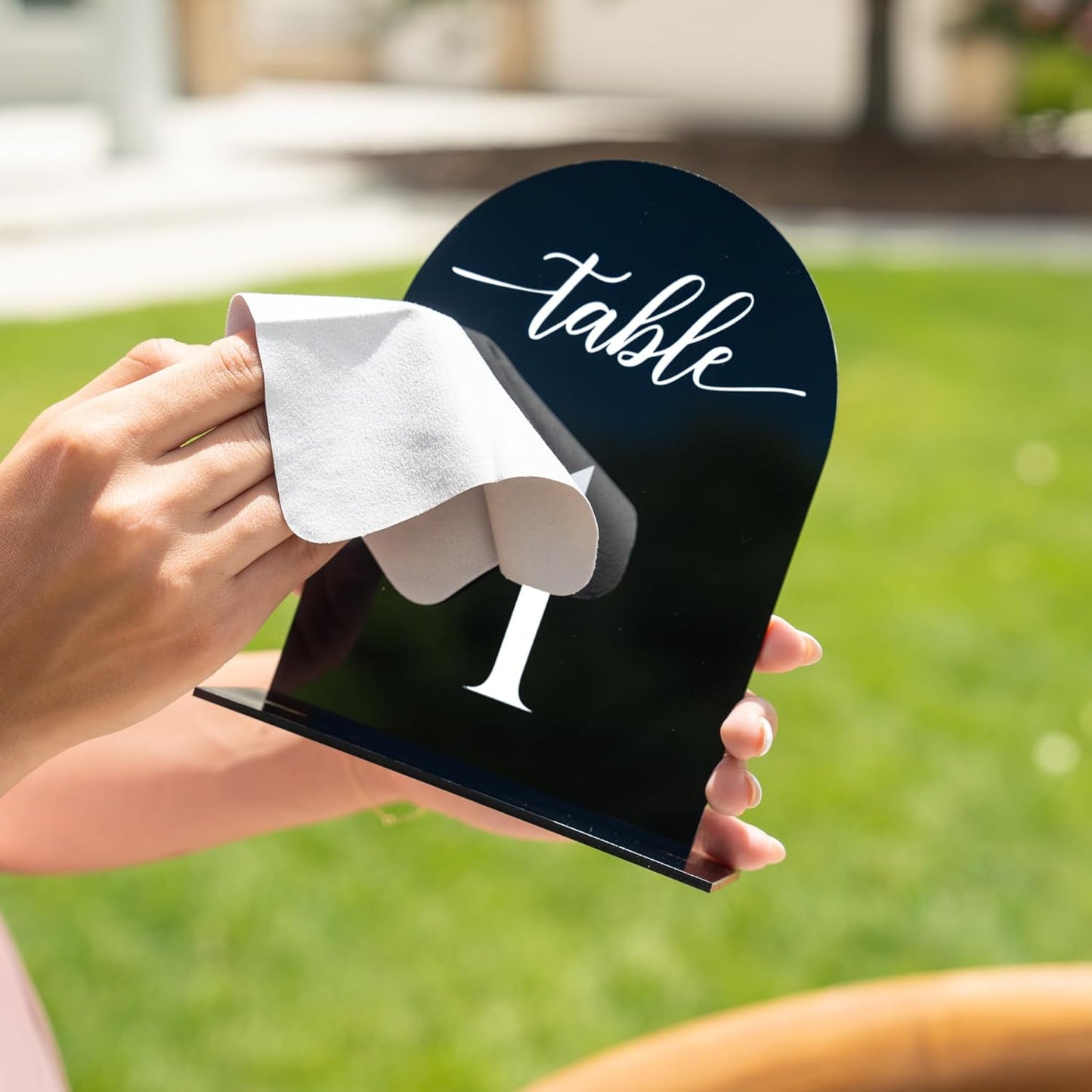 Black Arch Acrylic Table Numbers for Wedding Reception - 5" x 7" White Font Centerpiece Set with Holder Stands & Head Table Sign - Anniversary, Event, Party, Wedding Set 1-15