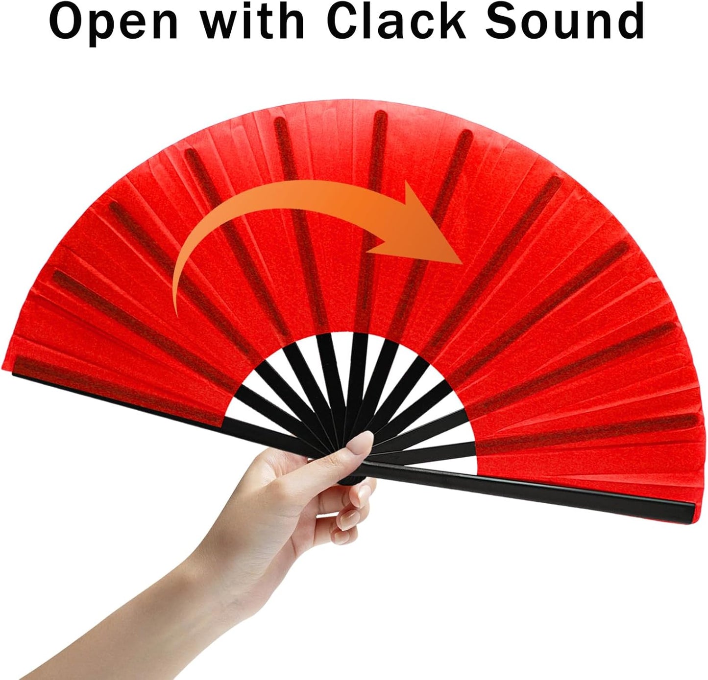 13inch Large Rave Fan Popping Clacking Fans for Line Dancing,Hand Fans for Women Foldable,Boots on The Ground Fan,Portable for Outdoor,Wedding,Party,Decoration (10pcs red)