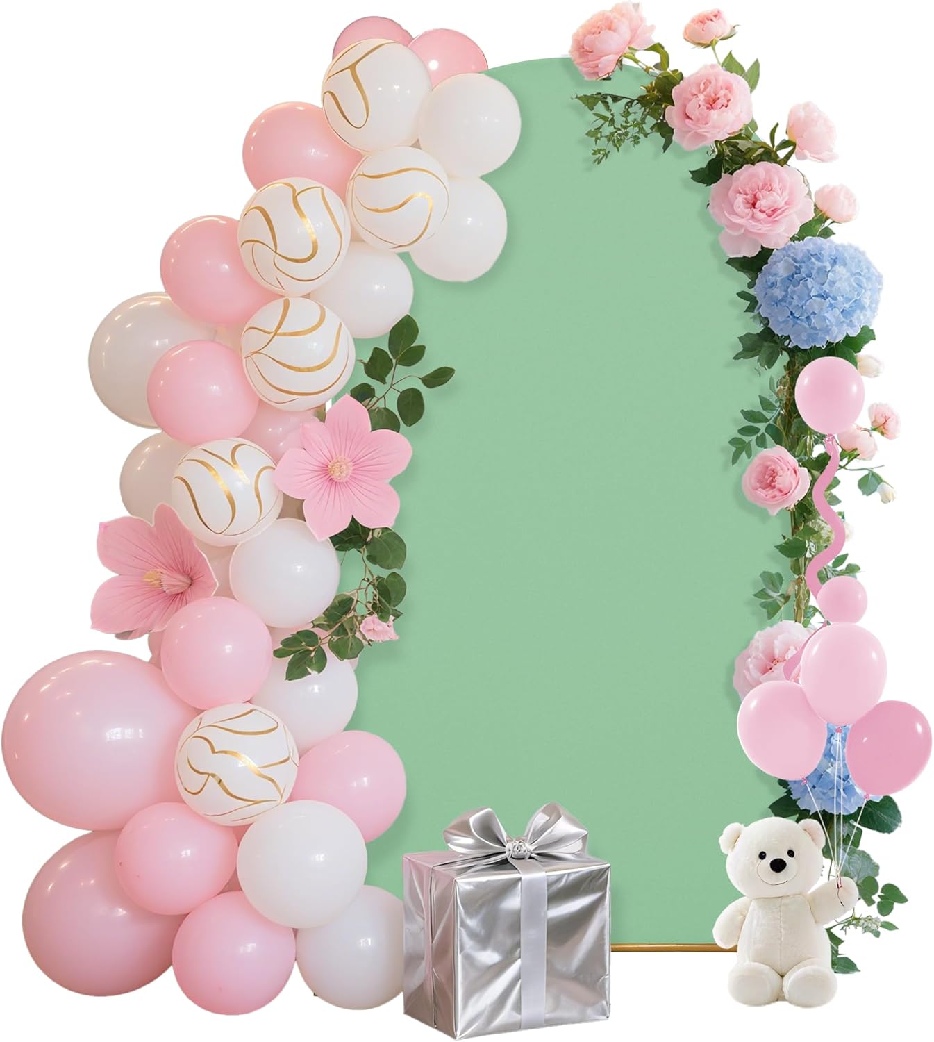 7.2FT Wedding Arch Covers Arch Backdrop Cover Arch Stand Covers Set Arch Cover Spandex Fabric Stretchy Backdrop for Wedding Birthday Party Decoration Baby Shower (Mint Green)