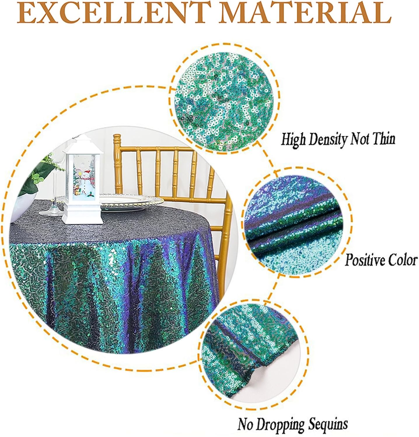 ShinyBeauty 36”x36” Iridescent Green Sequin Tablecloth - Glittery Overlay for Small Tables, Perfect for Birthday & Baby Shower Decor, Sparkly & Durable