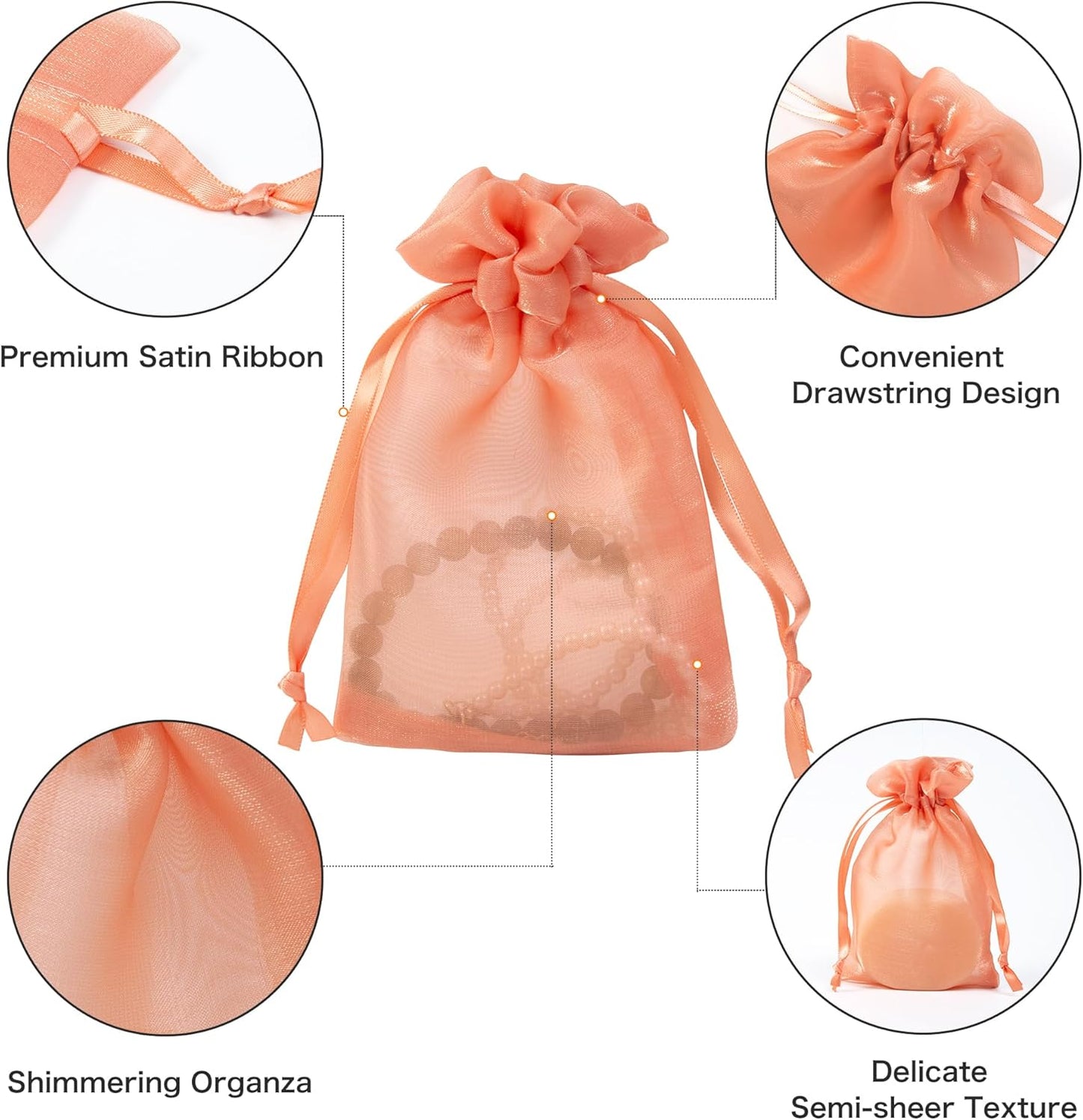 20 Pcs Orange Small Organza Bags 3X4 inch for Wedding Favors with Drawstring, Mini Mesh Gift Bags Jewelry Pouch for Candy Bridal Shower Party Favor Baby Shower Christmas