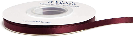 Ribbli Double Faced Burgundy Satin Ribbon,1/4” x Continuous 25 Yards,Use for Bows Bouquet,Gift Wrapping,Floral Arrangement