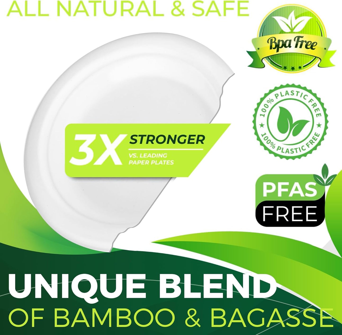 150PCS 100% Small Dessert Plates Disposable, 6 inch Paper Plates, Compostable Appetize Plates, Cake Plates, Biodegradable Made of Sugarcane Fiber