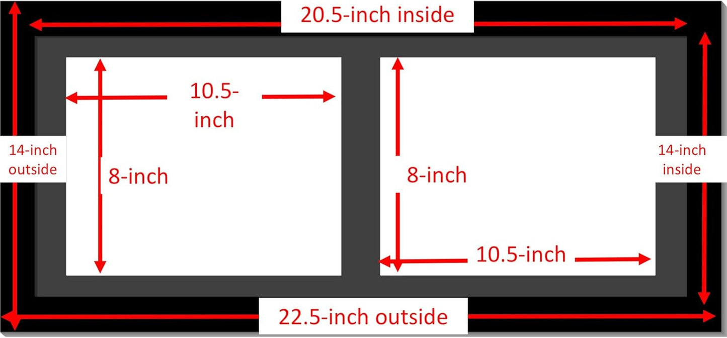 Creative Picture Frames 10X24Bk-B Black Horizontal Double Diploma Frame With 2 Opening Black Mat, Holds 2-8.5 By 11-Inch Documents With Wall Hanger