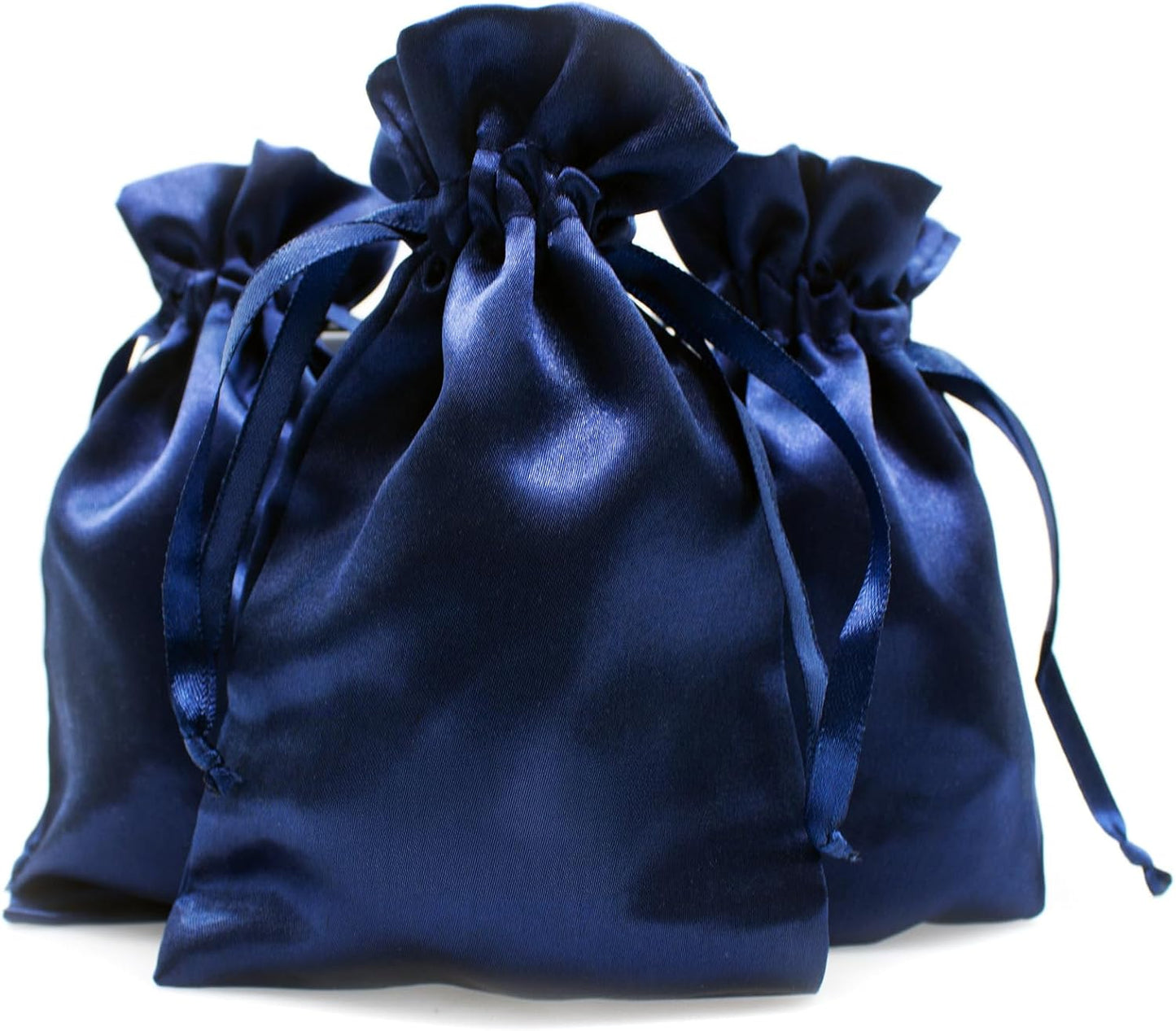 5" x 8" Navy Blue Satin Gift Bags, Jewelry Bags, Wedding Favor Drawstring Baby Shower Christmas 50 per Pack