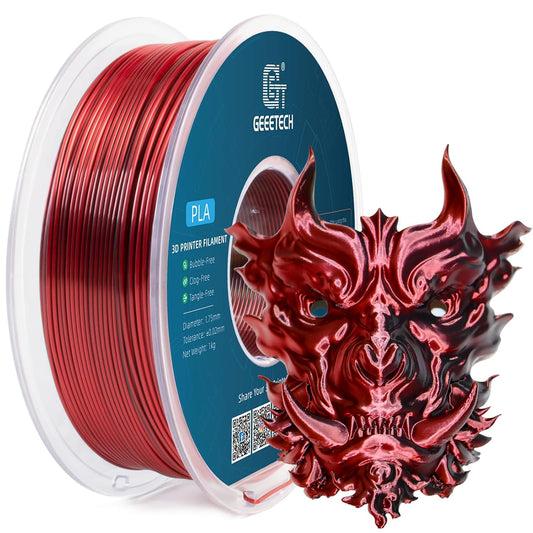 Geeetech Silk PLA Filament 1.75mm Silk Dual Color Filament, Coextrusion Dichromatic Metal-Like Shiny Consumable 1kg (2.2lbs) 1 Spool, Dimensional Accuracy +/- 0.02 mm, Black Red