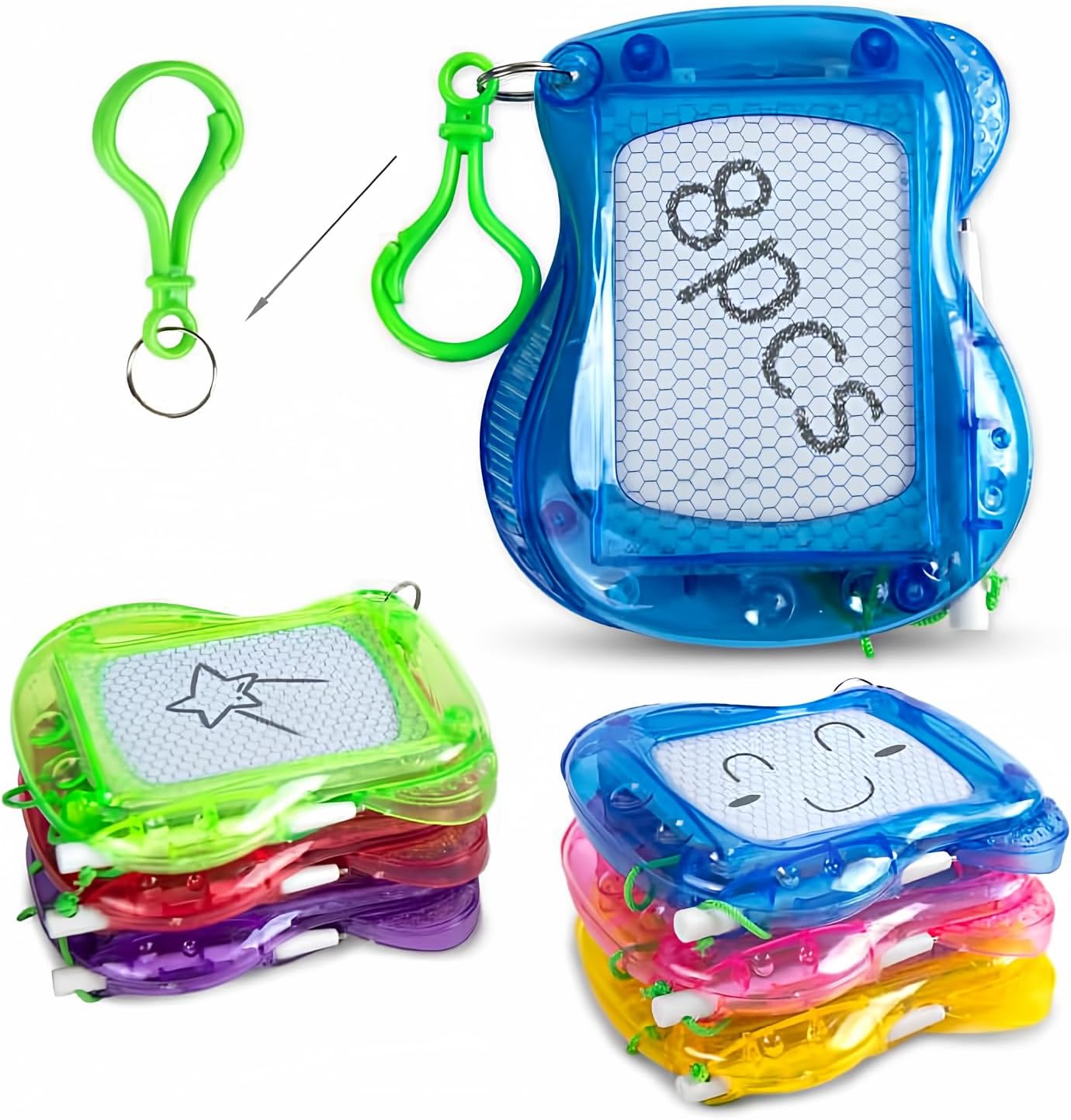 6 Mini Magnetic Drawing Board with Metal Keychain Party Favors for Kids Goodie Bag Stuffers Birthday Party Bag for Boys Girls (6)