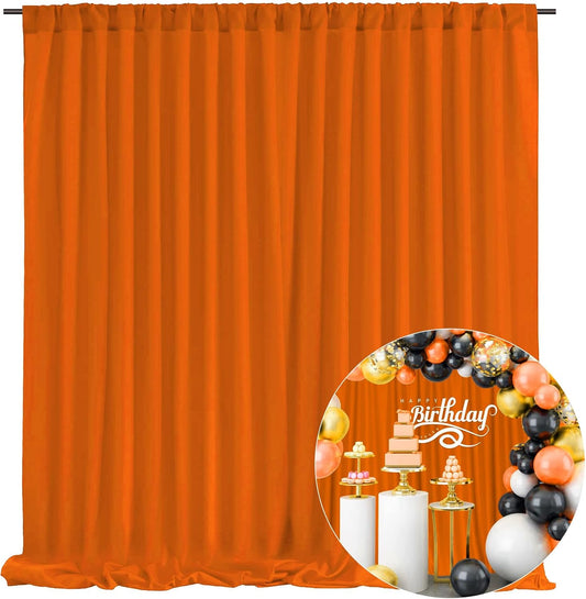 10 x 7 Feet Orange Backdrop Curtain for Partie, Background Curtains for Photoshoot, Birthday, Wedding, Halloween, Thanksgiving, Christmas Day, New Year Party Decorations 5Ft x 7Ft, 2 Panels