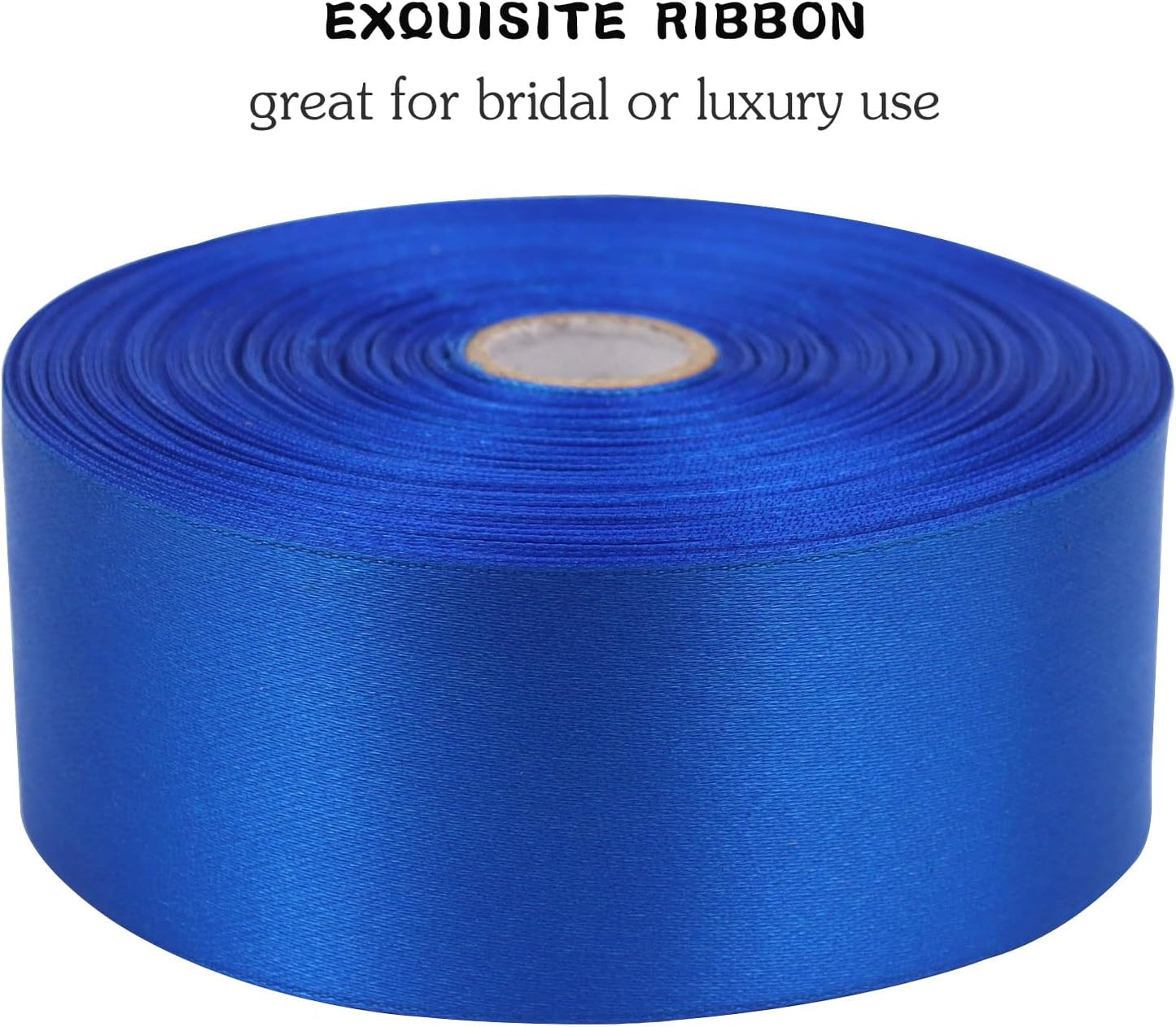 Blue Solid Satin Ribbon 1-1/2 Inch 50 Yards Solid Polyester Fabric Ribbon for Gift Wrapping Wedding Christmas Baby Shower Birthday Party Decoration Handmade Immortal Flower Craft