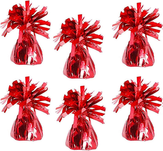 Metallic Balloon Weights, Birthday Party Favors, Novelty and Gag Gifts, 5.5" Inches, 6-Pack (Red)