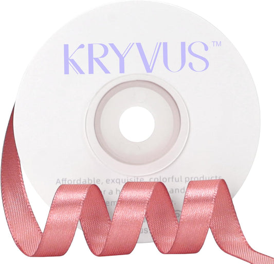 Rose Gold Satin Ribbon 3/8 inch X Continuous 25 Yards, Single Face Polyester Ribbon Perfect for Gift Wrapping, Flower Bouquet, Wedding Decor, Crafts, Bow Making, Sewing and More