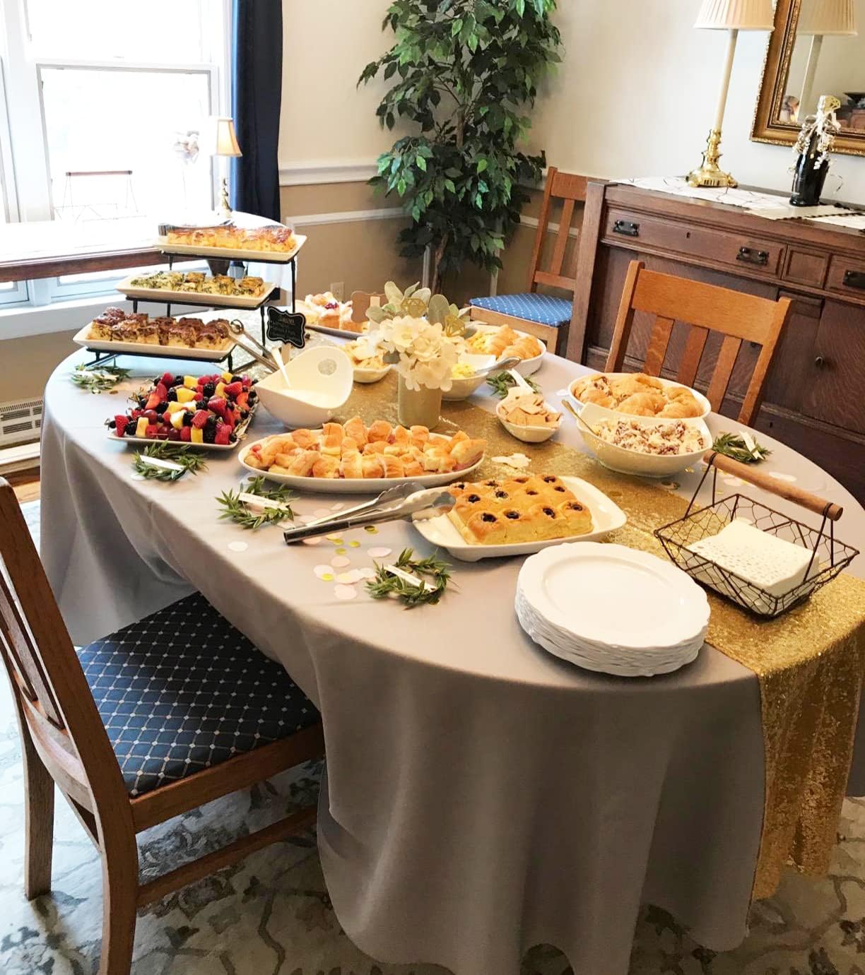 Gold Table Runners 10 Pieces 12x72 Inch Glitter Dining Table Runner Sequin Table Cover Runners for Party Wedding Birthday Bridal Shower Decorations