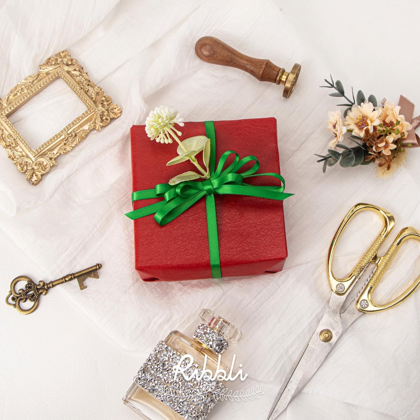 Ribbli Emerald Green Double Faced Satin Ribbon,1/4” x Continuous 25 Yards,Use for Bows Bouquet,Gift Wrapping,Christmas Decorating