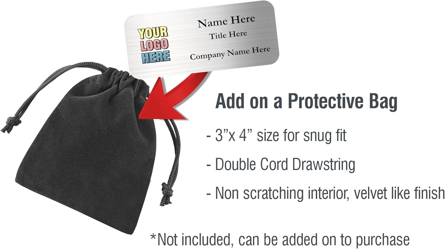 Custom Name Tag - Personalized Name Badge with Magnet Backing - Choose Your Size and Color (Gold Metal 3"x1.5" - No Logo)