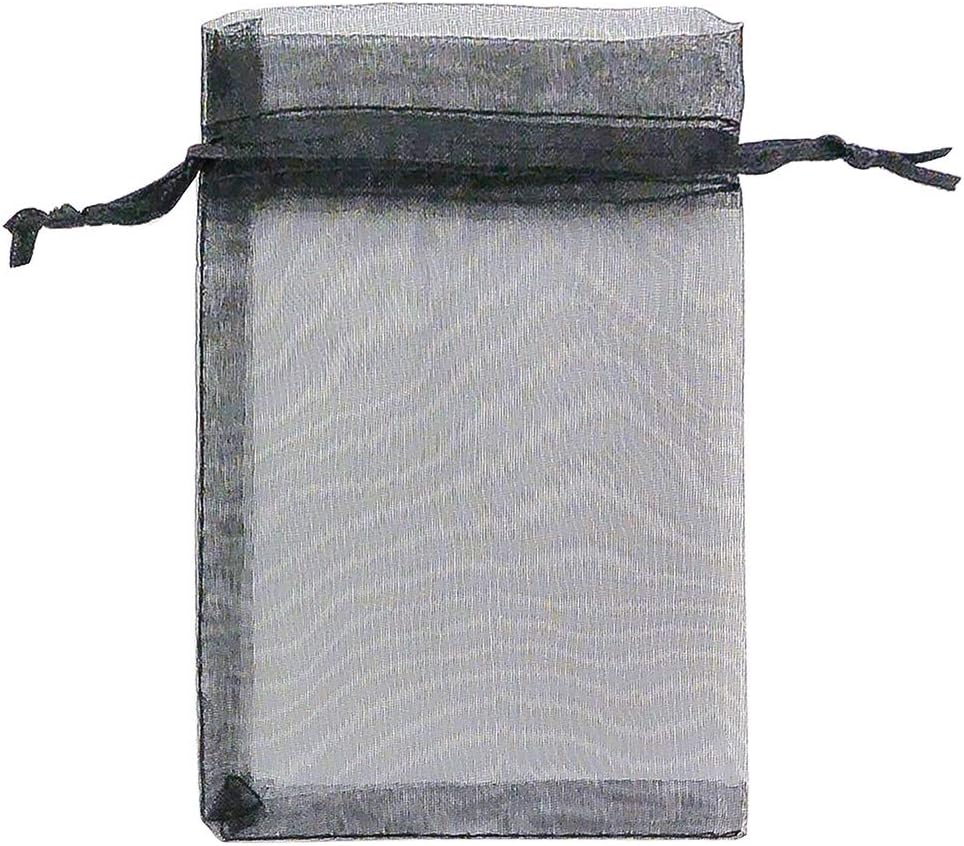 TheDisplayGuys 100-Pack 6x8 Black Sheer Organza Gift Bags with Drawstring, Jewelry Candy Treat Wedding Party Favors Mesh Pouch