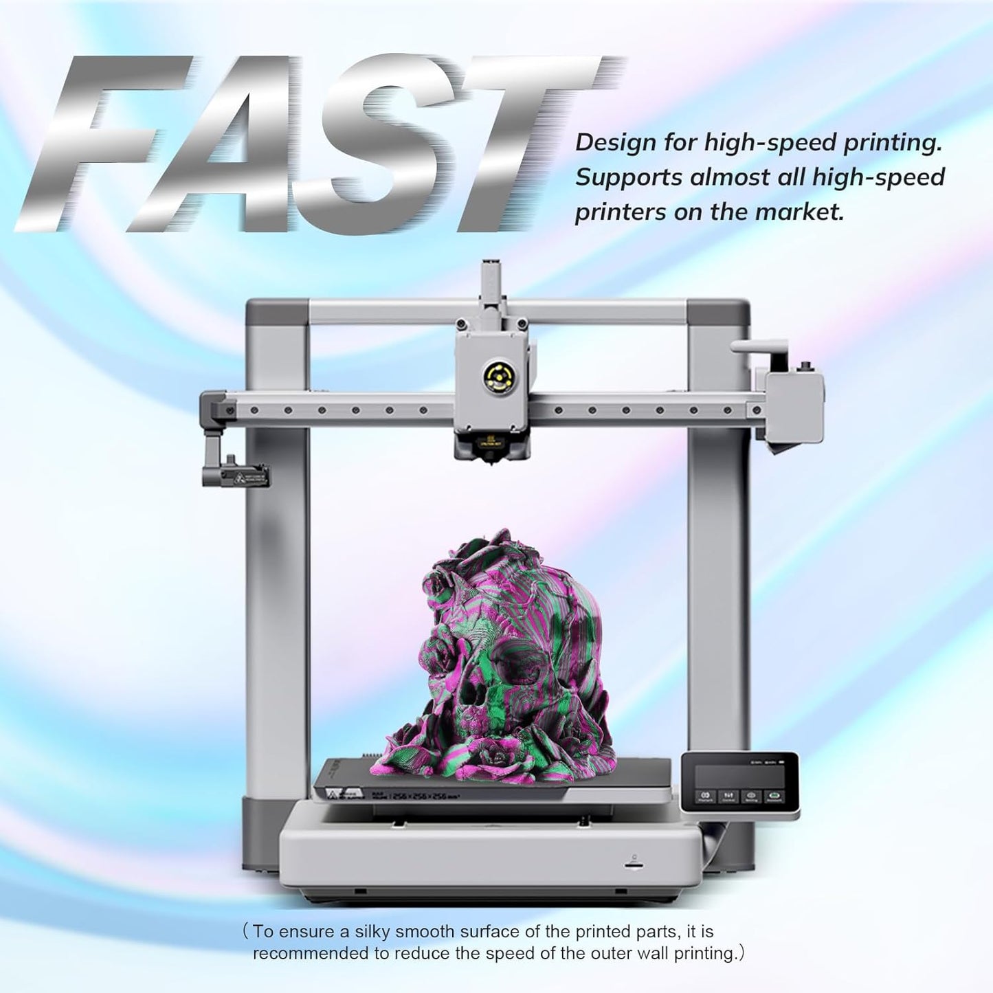 AMOLEN Silk PLA 3D Printer Filament, Shiny Multicolor Rainbow PLA Filament 1.75mm, Fast Color Change PLA 3D Printing Filament for Most FDM 3D Printer, Green Fuchsia, 1kg (2.2lbs)