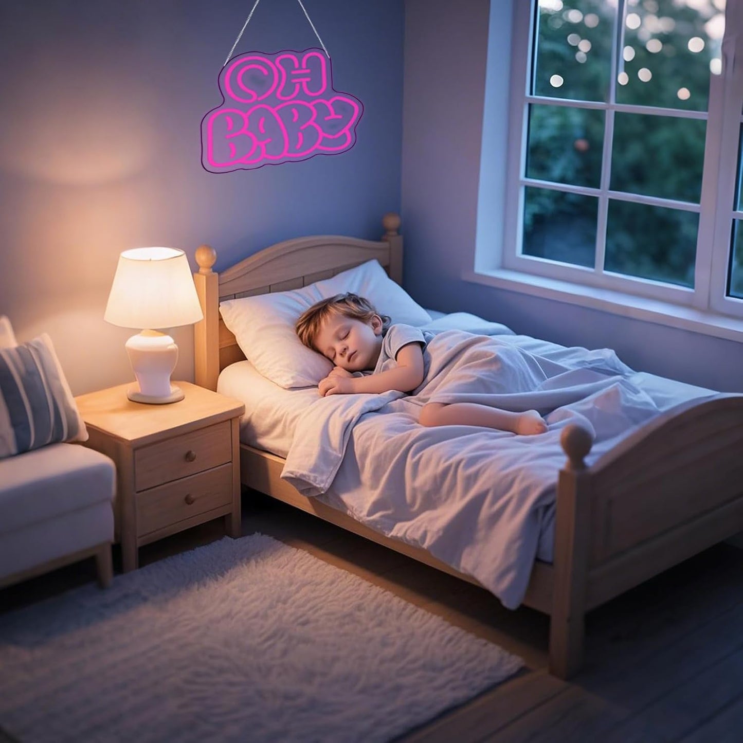 Oh Baby Neon Sign for Wall Decor,Dimmable Neon Lights gifts for Lover Baby Birthday Wedding Party Kids Bedroom Valentine's Day Gender Reveal Size:12.6 * 11.61In(Rose red)