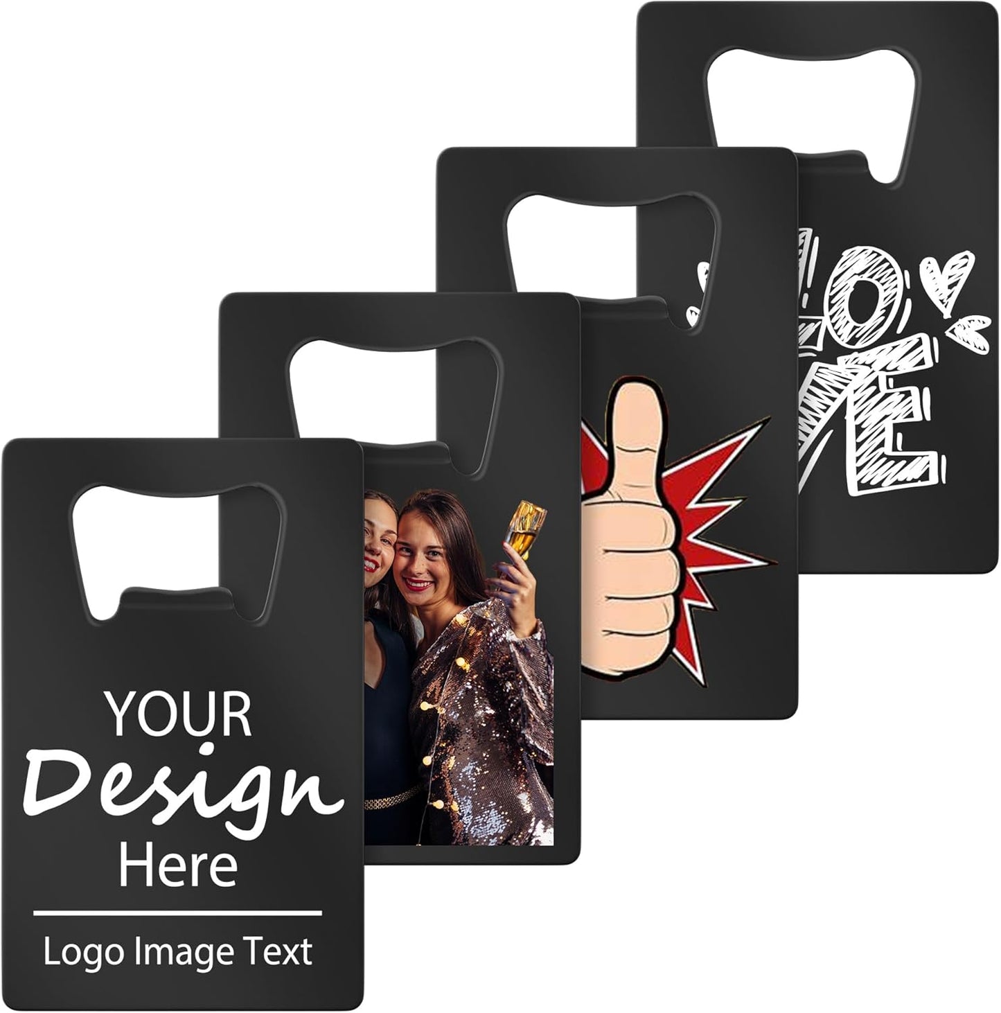 Personalized Credit Card Bottle Opener, Custom Stainless Steel Beer Bottle Opener, Upload Your Name/LOGO/Text, for Wedding Favors, Brewery, Bar, Anniversaries, Party (Black)