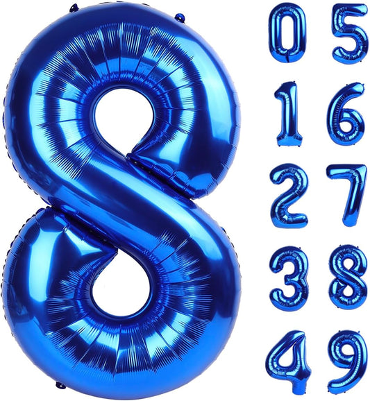 Navy Blue Giant Number 8 Balloon 40 Inch, 8th Eight Blue Birthday Decorations, Men Women 8 18 28 38 80 88 Birthday Number Balloons, 8 Balloon Number Anniversary Graduations Party Supplies