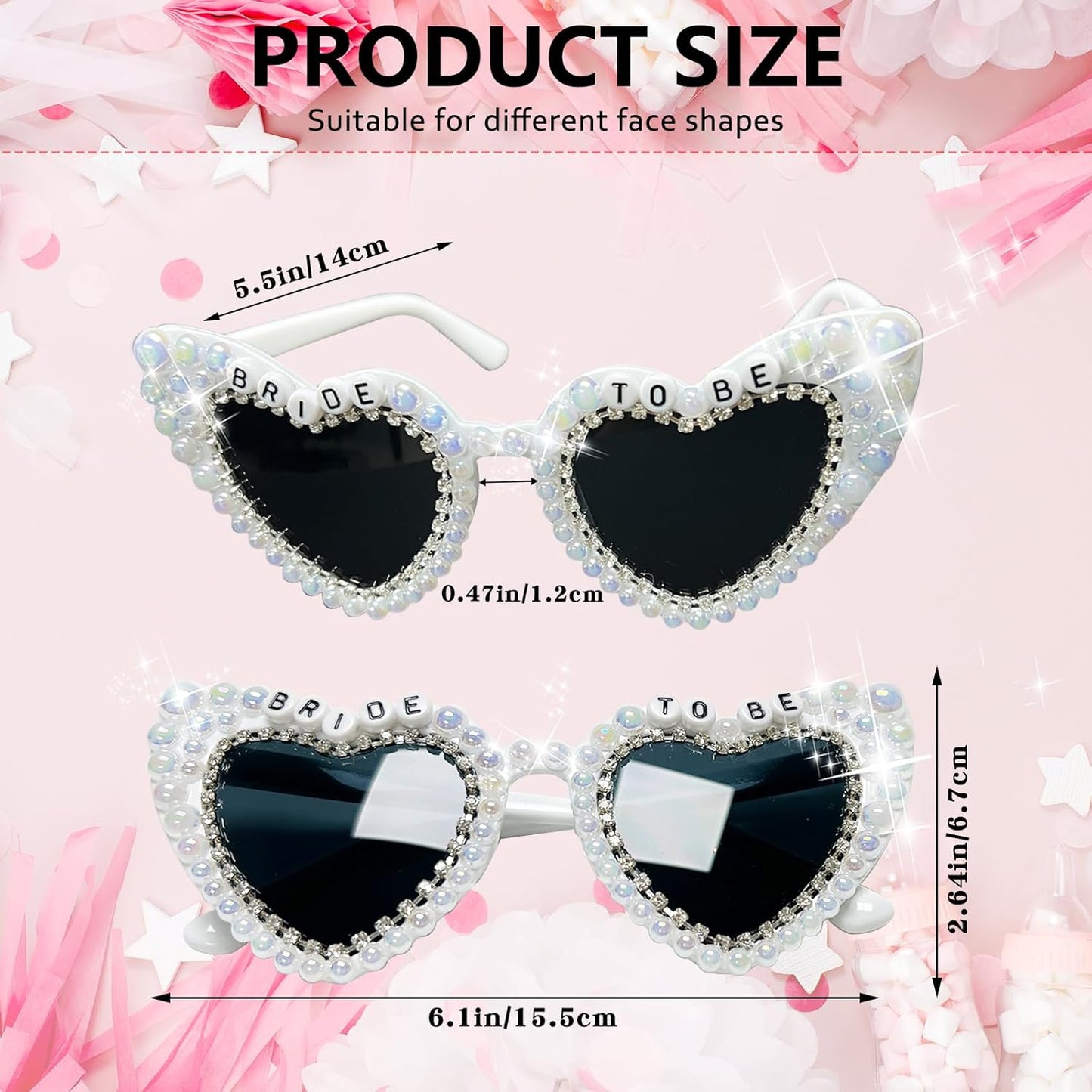 Bride Sunglasses for Bachelorette Party - Bride To Be White Heart Glasses for Bachelorette Party Favors Accessories Gifts Decor