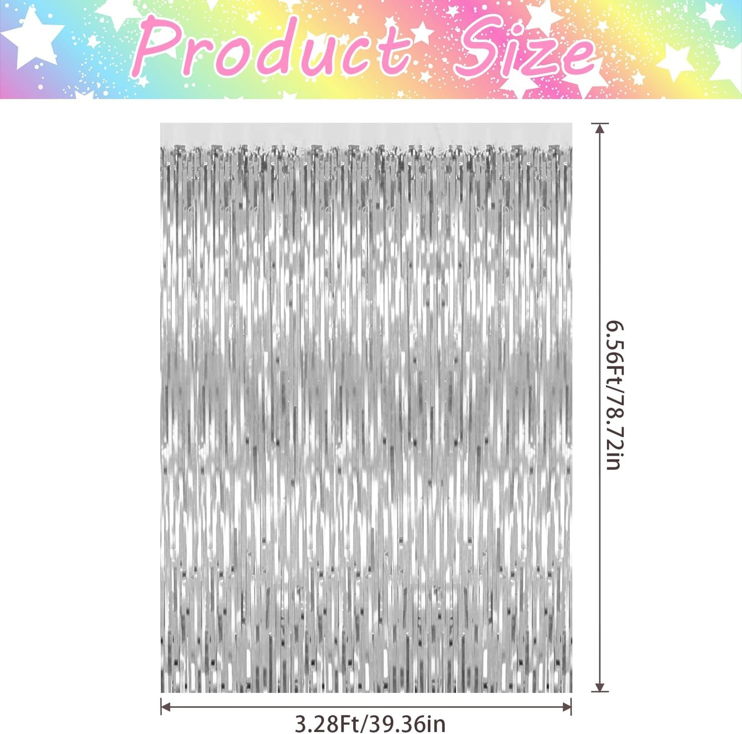 3 Pack Silver Backdrop Curtain Party Decorations Foil Fringe Backdrop Silver Tinsel Streamers Birthday Bachelorette New Year Christmas Wedding Baby Shower Disco Party Decorations