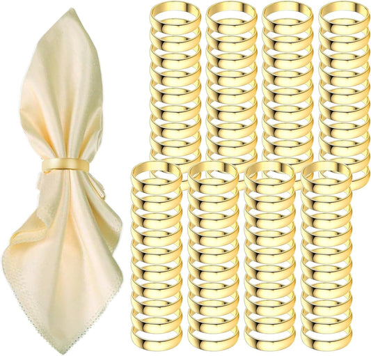 Gold Napkin Rings - 80 Pcs Stainless Steel Napkin Rings,Metal Napkin Ring for Table Settings Wedding Christmas Party Dinner Table