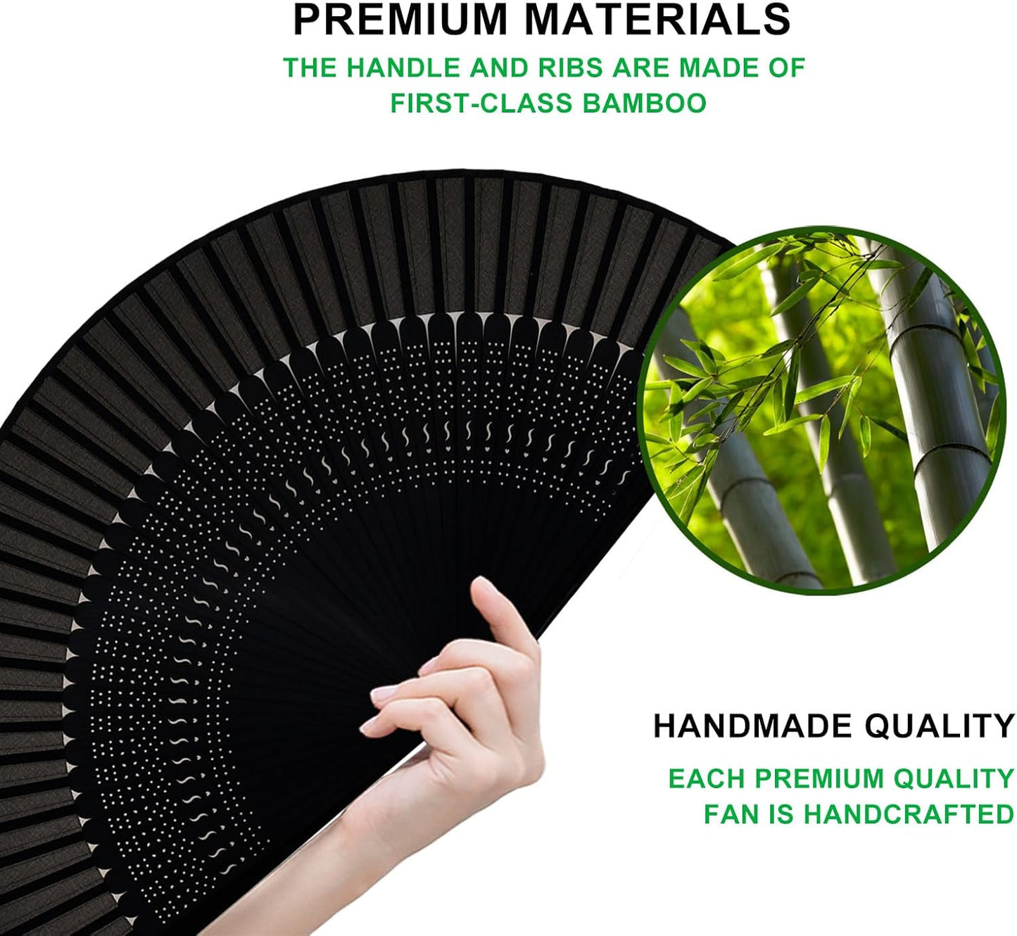Amajiji Charming Elegant Modern Woman Handmade Bamboo Silk 8.27" (21cm) Folding Pocket Purse Hand Fan (CZT-07)