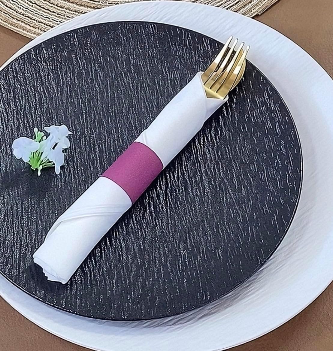 Germiwipe Paper Napkin Bands Box of 500,Napkin Rings Self Adhesive,Silverware Wraps Bands (Burgundy, Burgundy-500pcs)