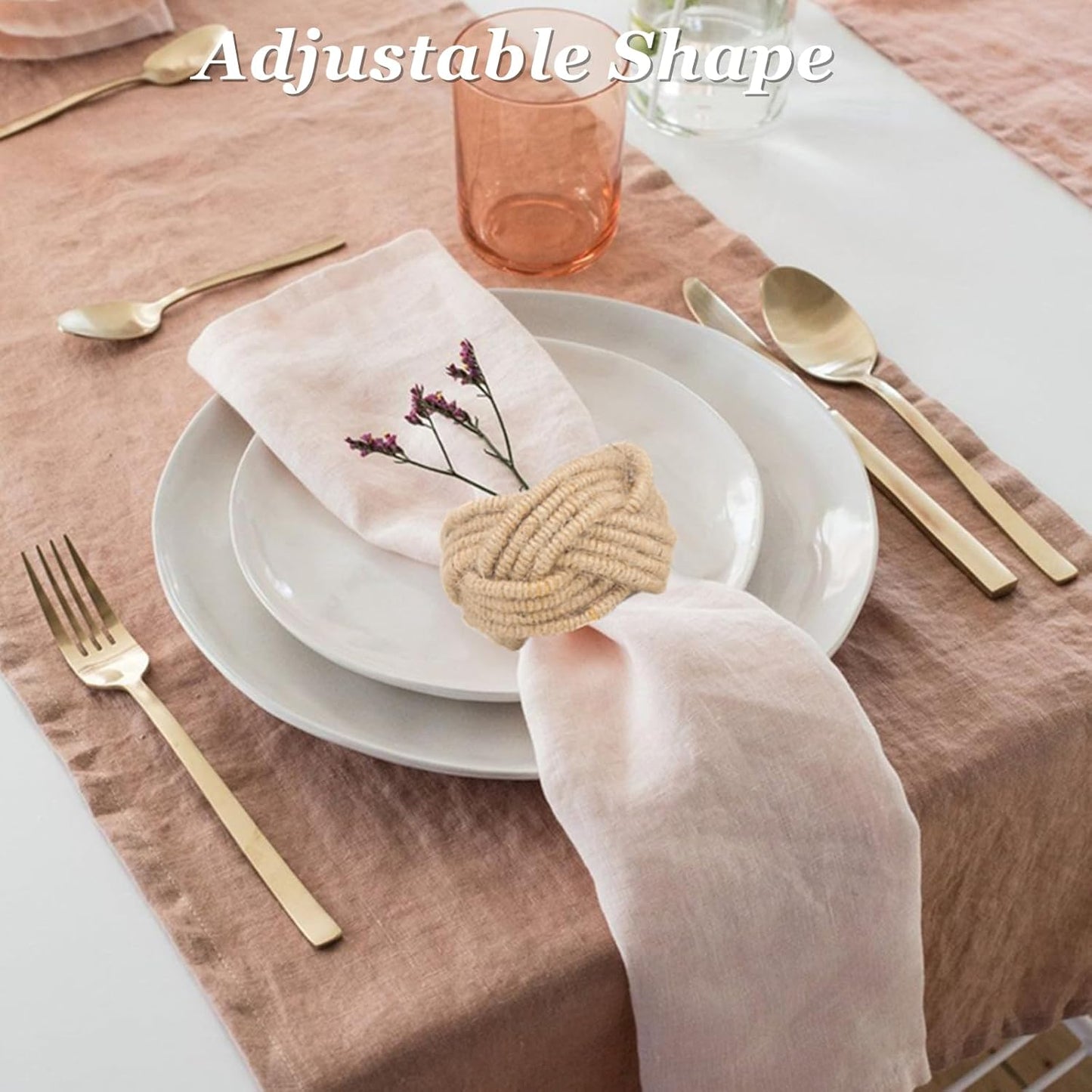 Woven Napkin Rings Set of 12, Farmhouse Burlap Cotton Yute Napkin Rings for Holiday Dinner Birthday Wedding Thanksgiving Christmas Banquet Party Decoration of Table Setting Decor(Yute 12)