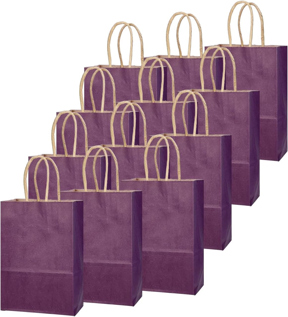 qiqee Aubergine Gift Bag with Handles Bulk 24Pcs Paper Bags -8.3"x6"x3. 15" Party Favor Bags - Solid Color