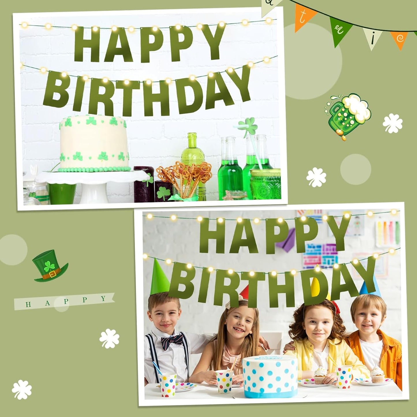 TaoBary 112 Pcs DIY Letter Kit Glitter Customizable Banner Letters Include 107 Letters and Numbers 3 Rope and 2 Needles for Birthday Halloween Christmas Wedding Valentine Party Decor(Bright Green)