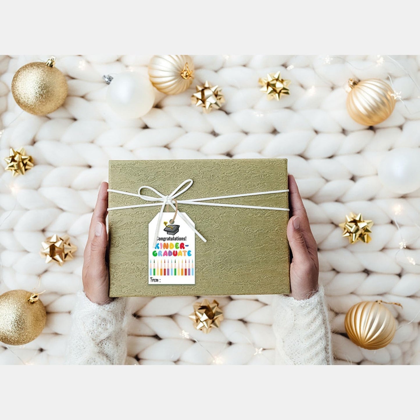 50 Pcs Kindergarten Graduation Gift Tags,Colorful Congratulations Gift Labels for Graduation Party Decoration Favors (Kinder, 2.2 * 3.5)