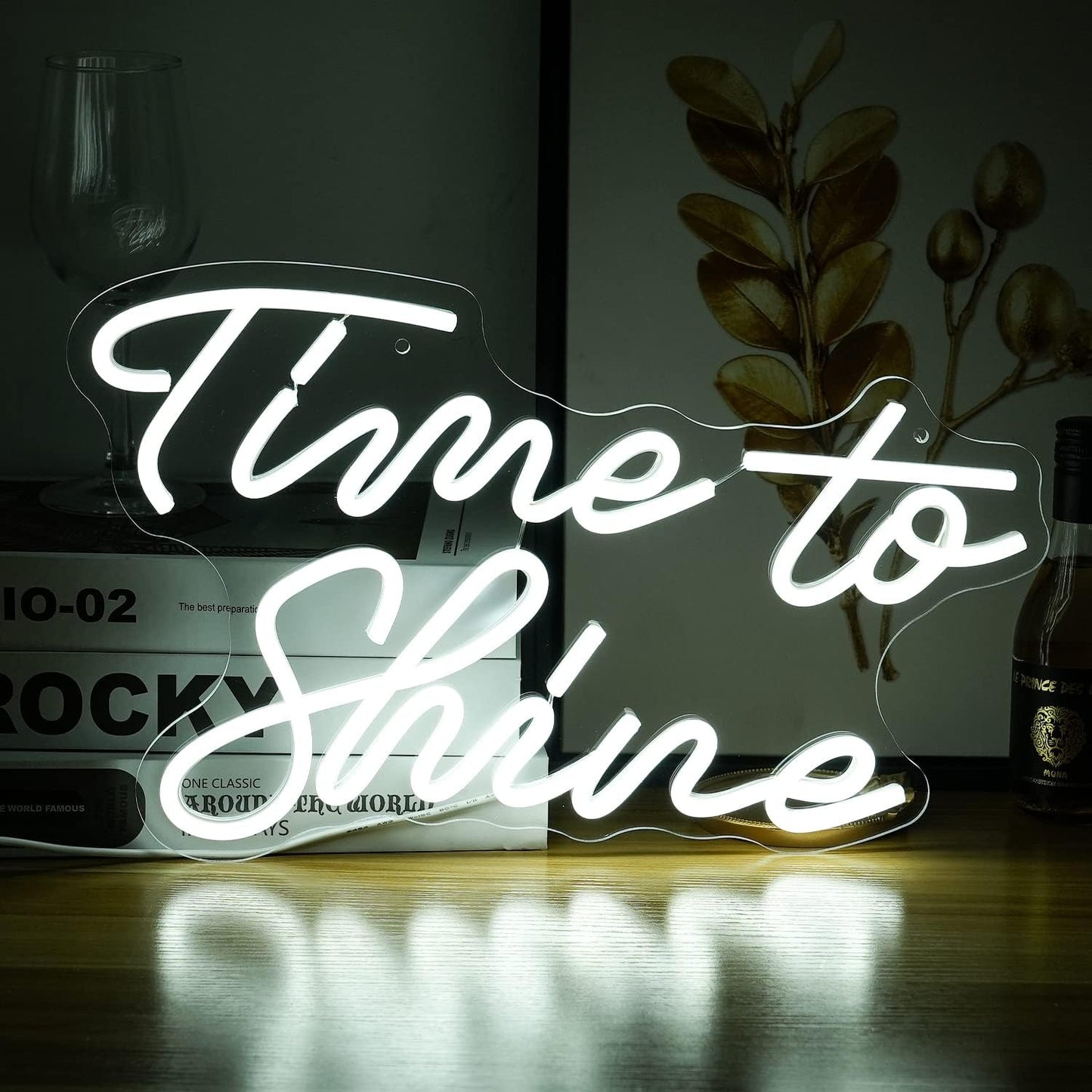 Time To Shine Neon Sign White Led Sign Time To Shine Neon Lights Decor for Lover Dimmable Letter Neon Wall Signs USB Powered with Switch Neon Signs for Wall Decor Party Wedding（16.5’’X10.2’’）