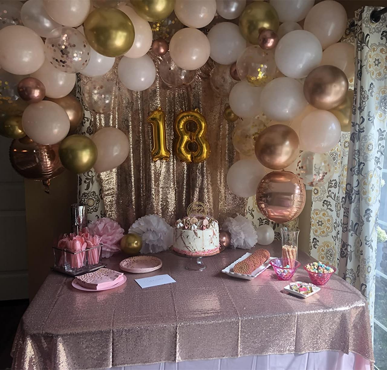 DUOBAO Sequin Backdrop 4x7Ft Sequin-Backdrop-Curtain Champagne Glitter Background Backdrops for Pictures Shimmer Wall for Backgrounds Wedding Ceremony Party Decorations