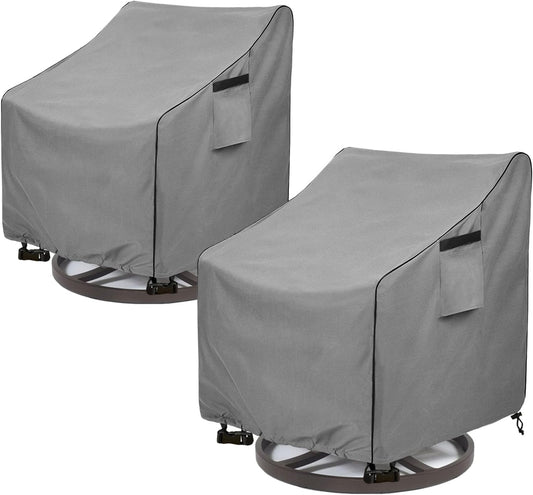 Okcool Outdoor Swivel Chair Cover 2 Pack,Outdoor Furniture Patio Chair Covers Waterproof Clearance,(27.5"W x 32.5"D x 39"H) Outdoor Lawn Patio Furniture Covers,Grey