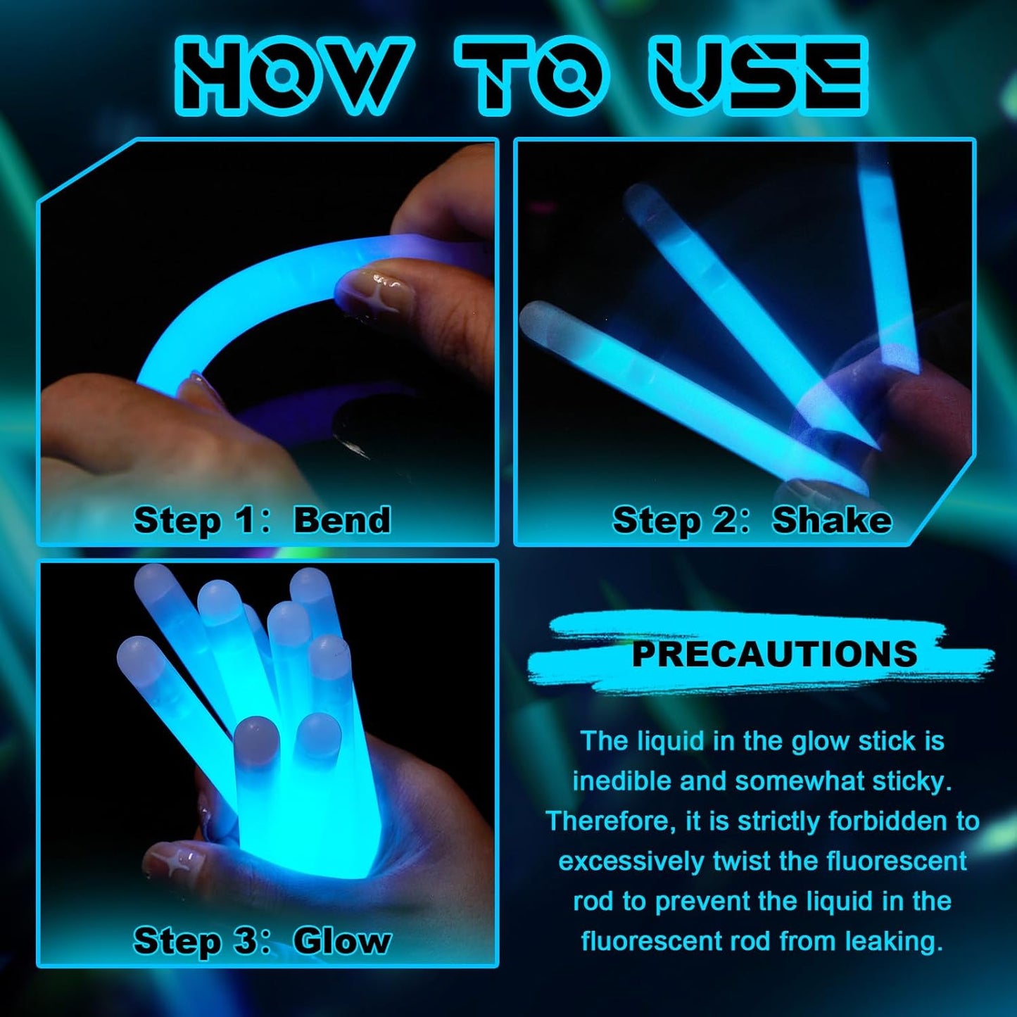 Lewtemi 4" or 6" 100 Pack Bright Glow Sticks Bulk, Glow in The Dark Party Supplies Birthday and Holidays Party Favors