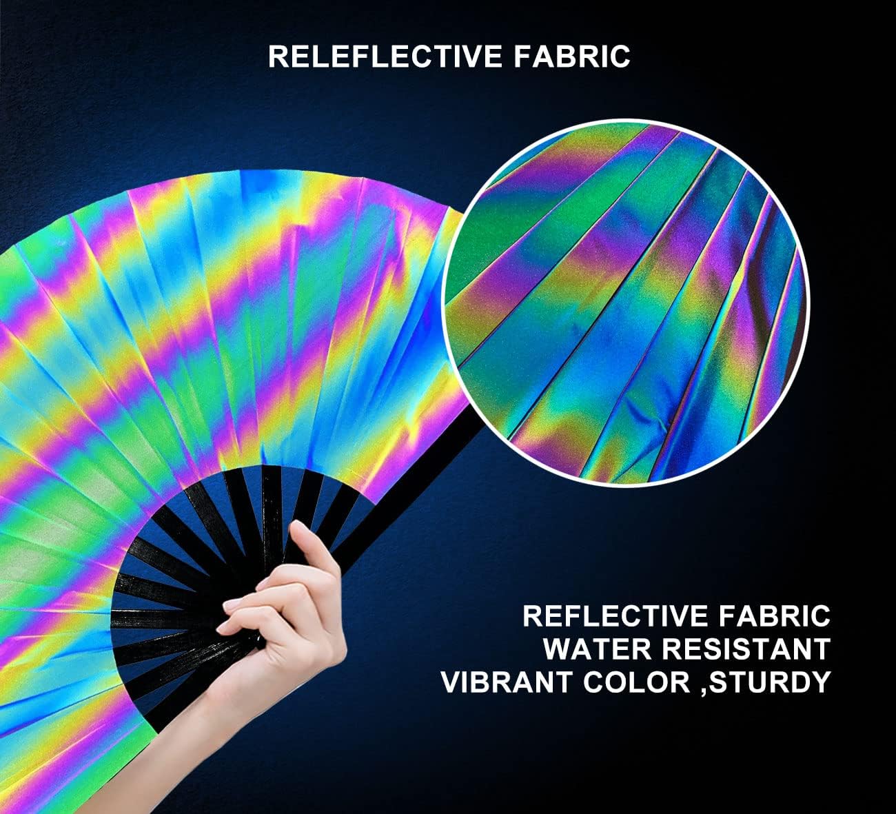 Amajiji Large Rave Folding Hand Fan Clacking Fans for Line Dancing Clap Fan for Boots On The Ground Dance,Party,Decoration,Festival (Rainbow)