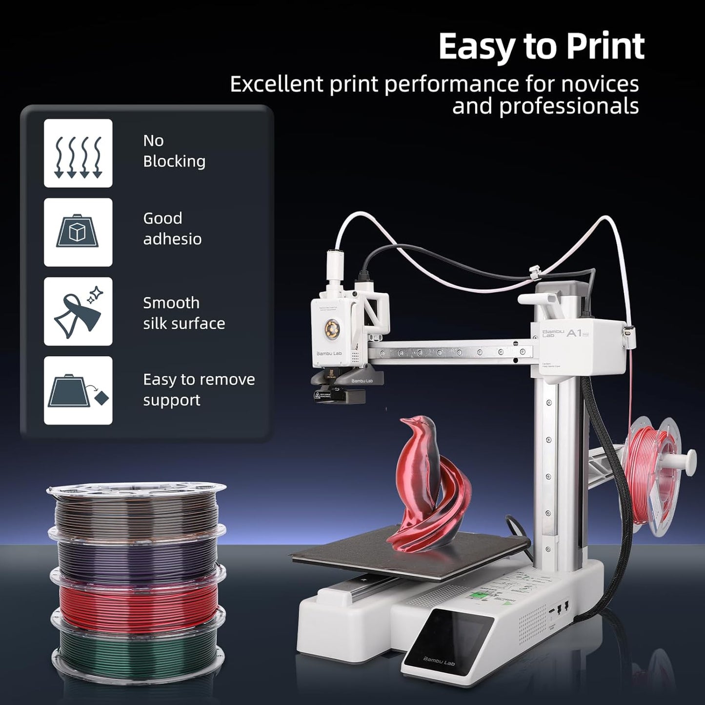 3D Printer Filament Bundle, Silk PLA Filament 1.75mm, Dual Color Filament 200gX 4 Spools Silk Filament Bundle Multicolor